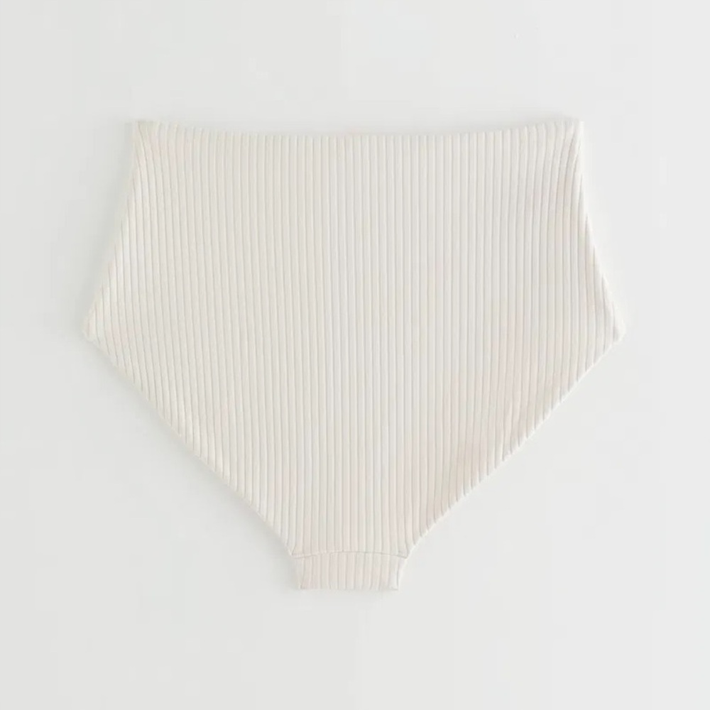 & OTHER STORIES Size 4 White Ribbed High Waisted Bikini Brief Summer Bridal